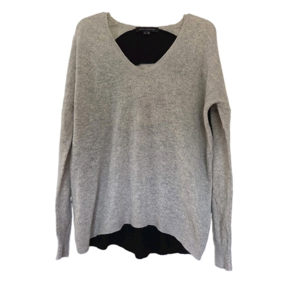 Skull Cashmere 100% Cashmere Skull Print  V Neck Goth Rock Sweater - Medium